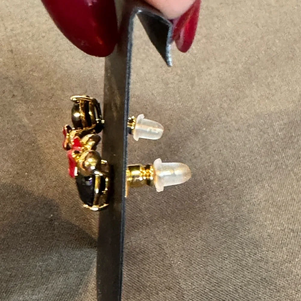 Kate Spade Minnie Mouse Black and Gold Stud  Earrings